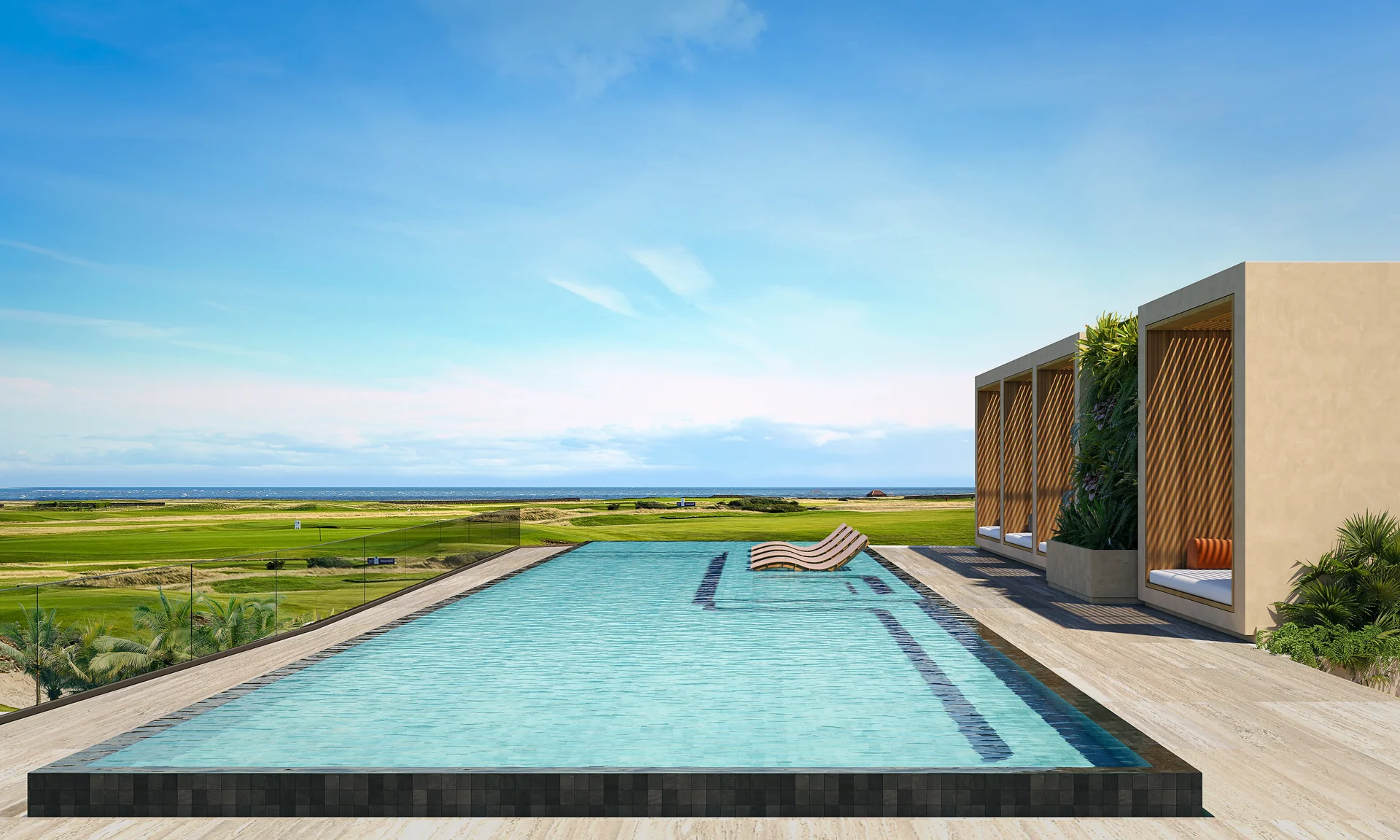 Infinity-Pool auf dem Dach, unendlicher Horizont über Karibik und Golf.