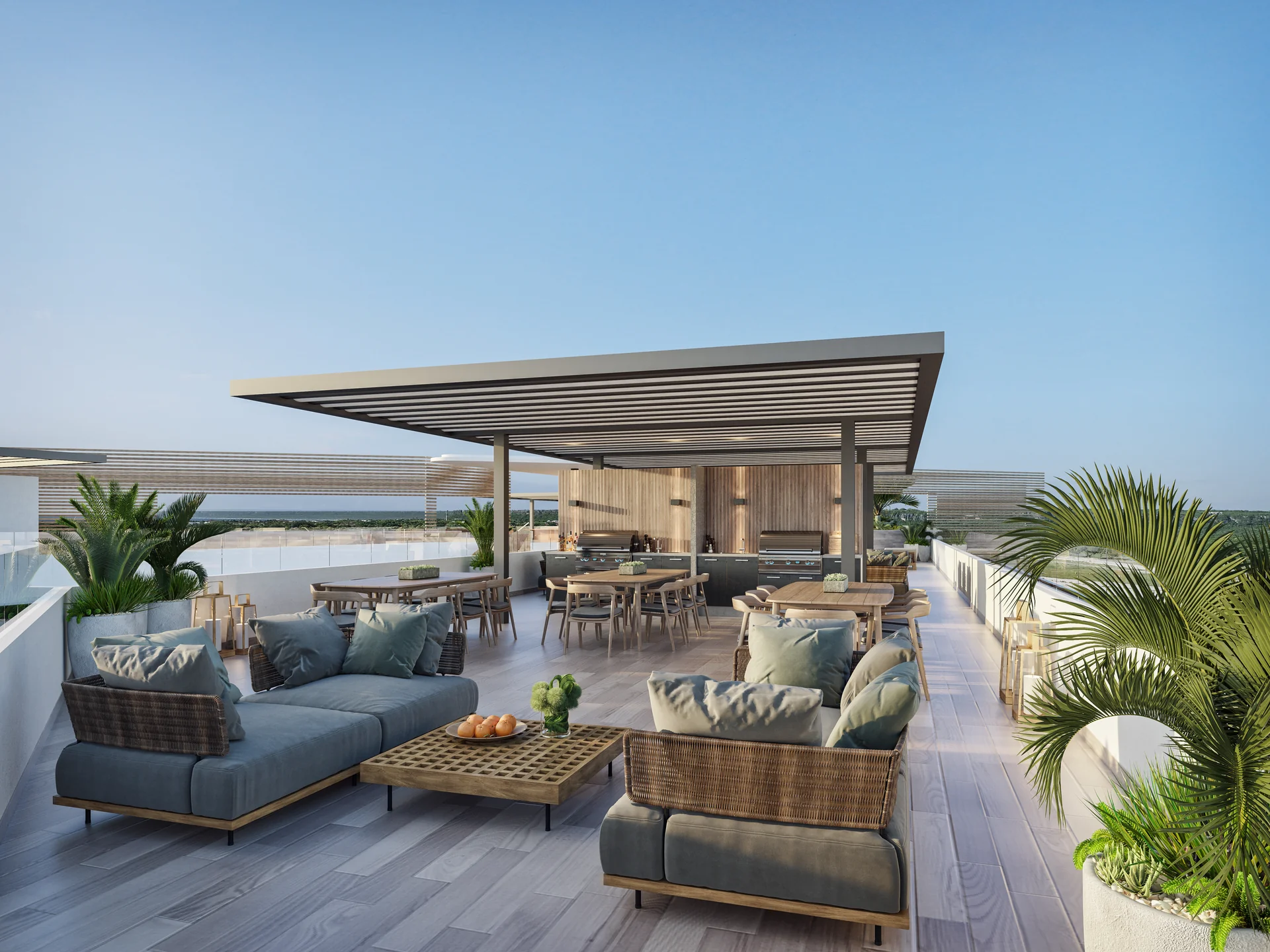 Gourmet-Pergola mit Grill für gesellige Stunden im Freien.